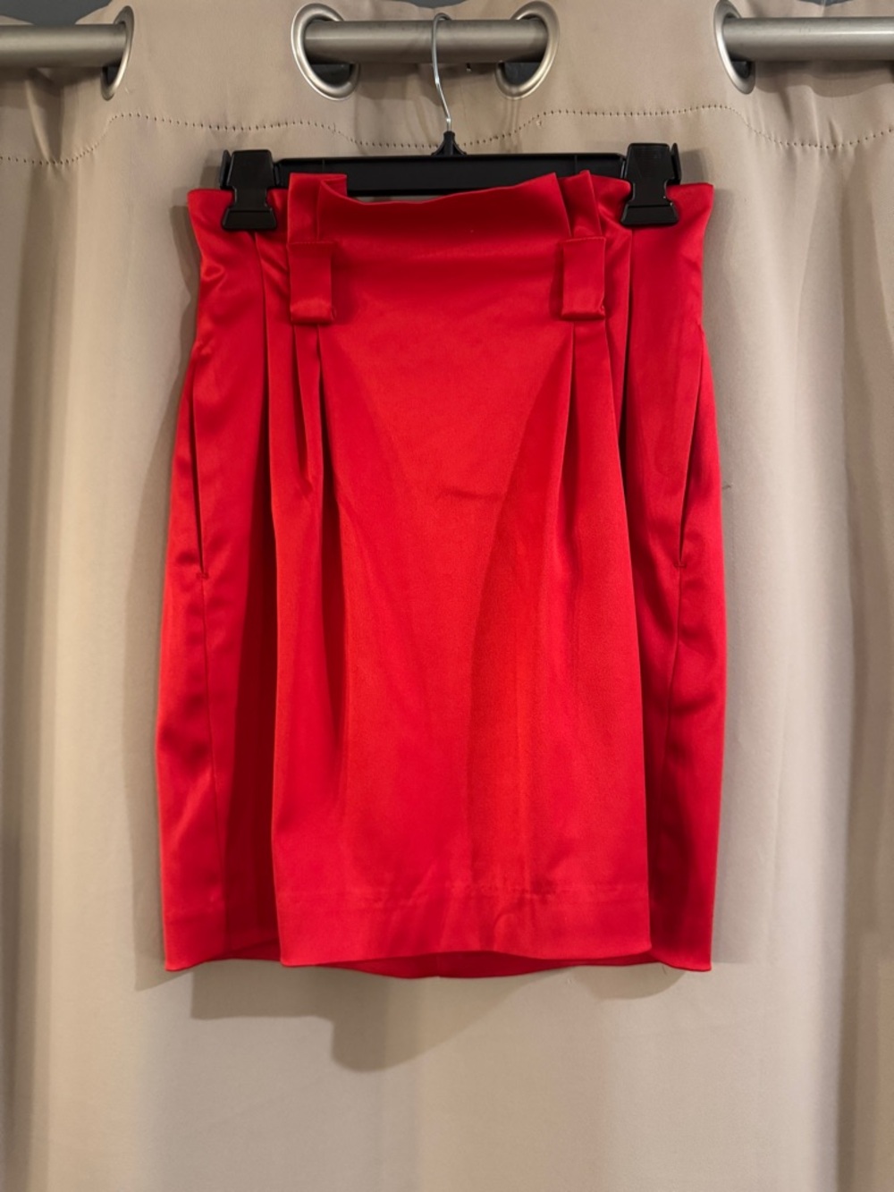 Express Red Paperbag Waist Pencil Skirt